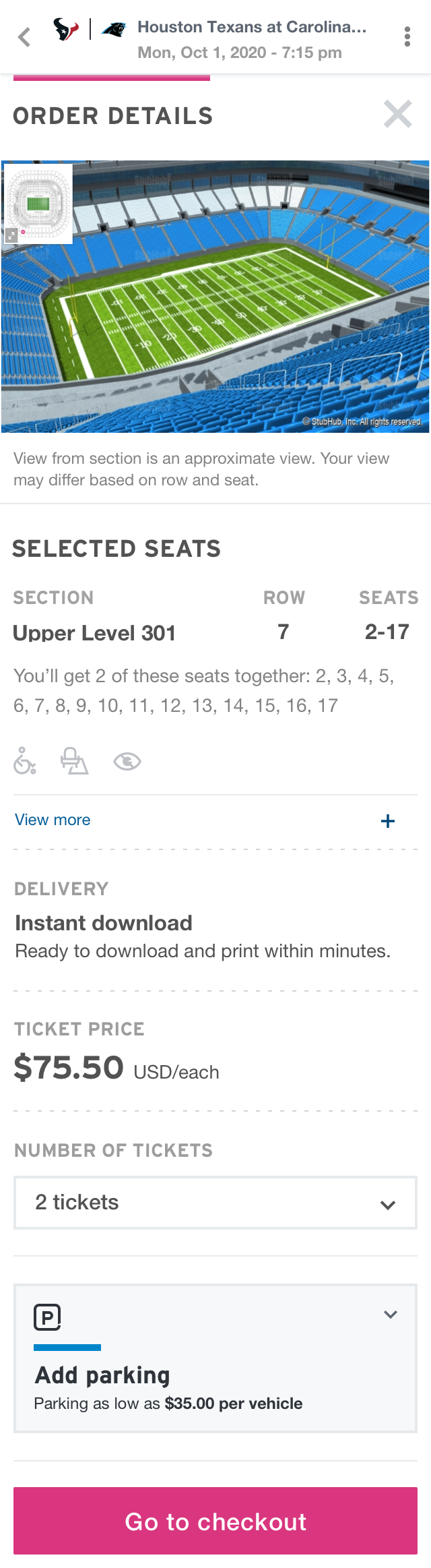 Event page on mobile web