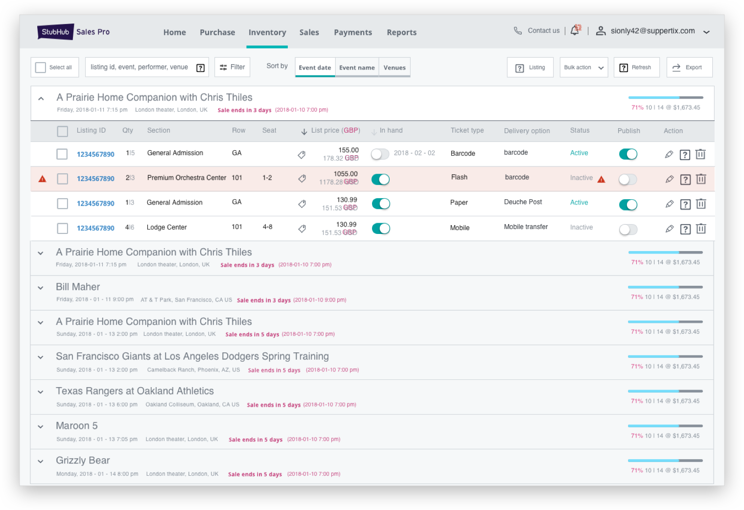 SalesPro inventory